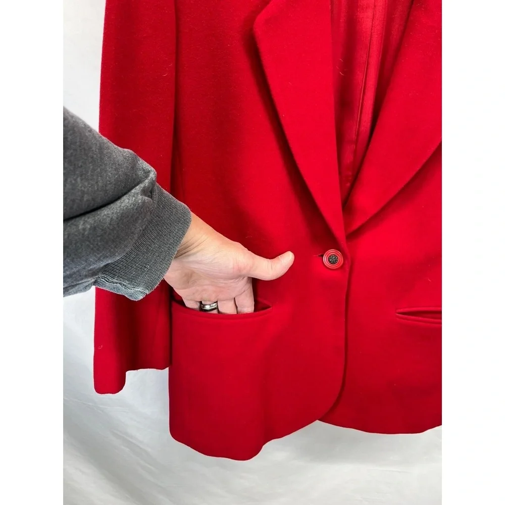 Vintage Fundamental‎ Things Petite Women's Red 80s Wool 1 Button Blazer Size 4 - Picture 5 of 10